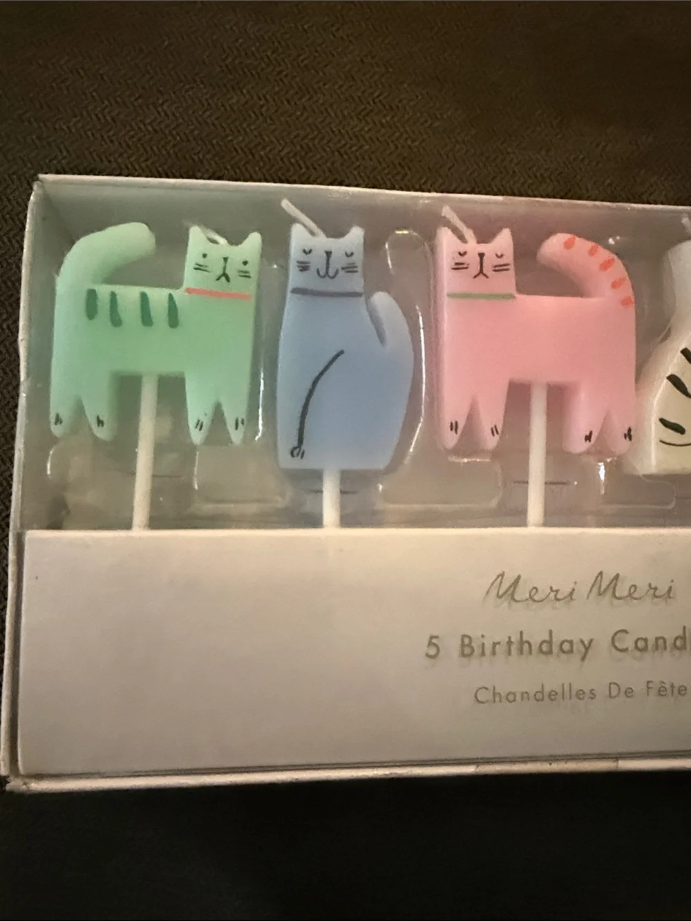 Meri Meri Pastel Cat Birthday Candle Set